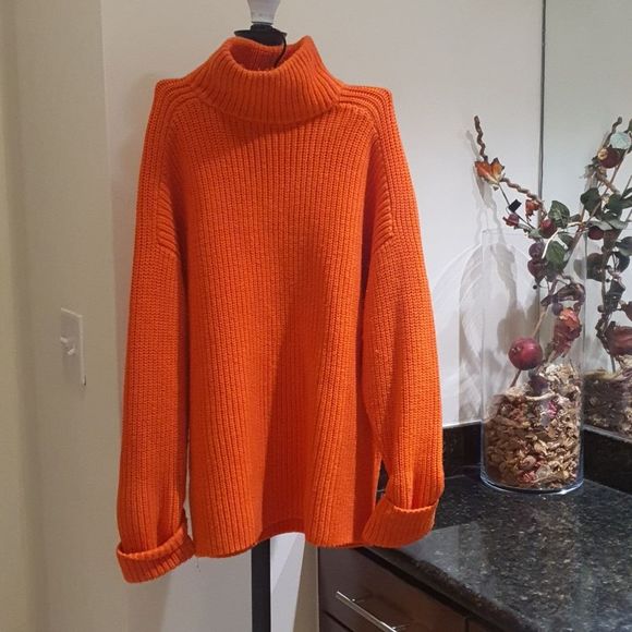 COS Sweaters - COS Cable Knit Sweater with split ends Orange Small